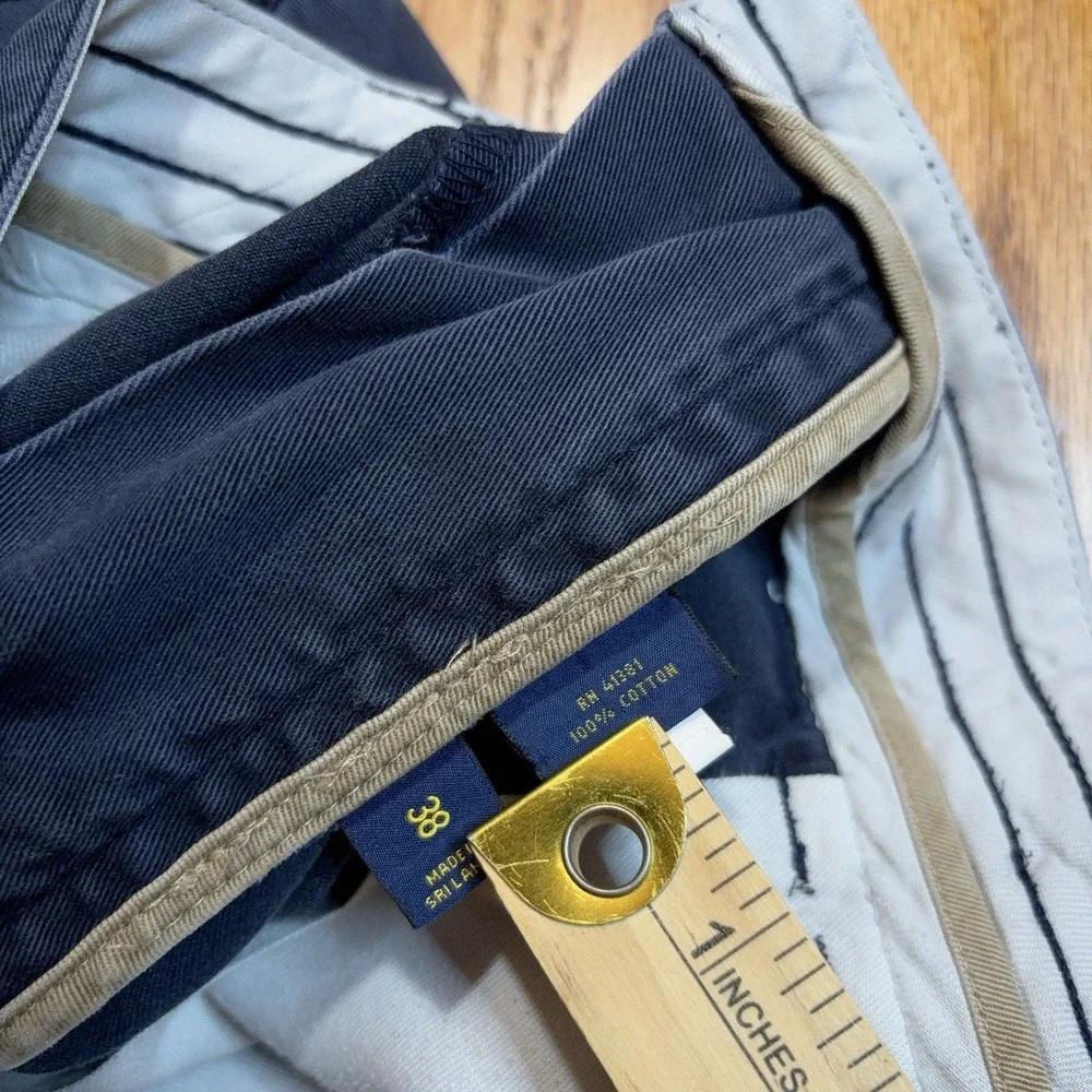 Polo Ralph Lauren Cargo Shorts Mens 38 Navy Blue Classic Chino Flat Front